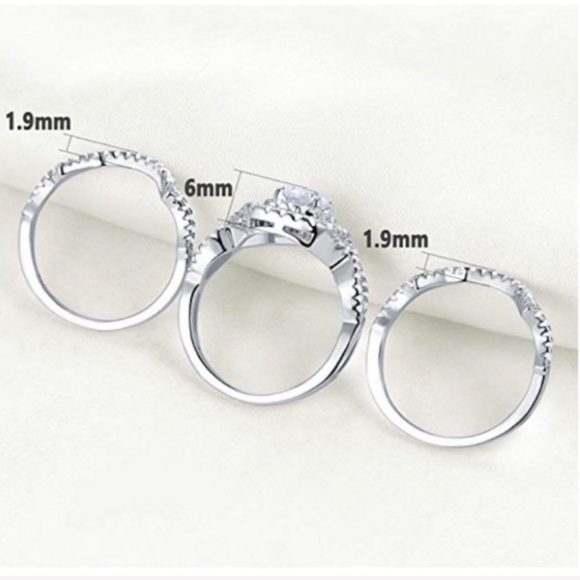 STERLING SILVER DIAMOND  WEDDING SET - Picture 5 of 11